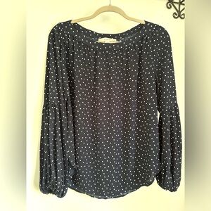 Loft Polka Dot Blouse - Navy Blue